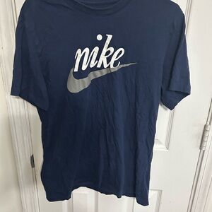 Nike Navy T-Shirt with Silver Swoosh Logo